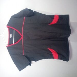 Butter Soft By Ua Black and Red V-Neck Scrub Top
